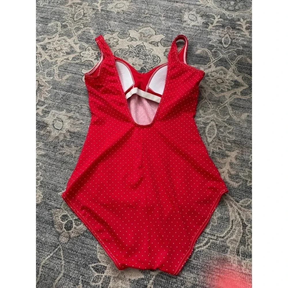 Suddenly Slim Catalina Red Polka Dot One Piece Swimsuit